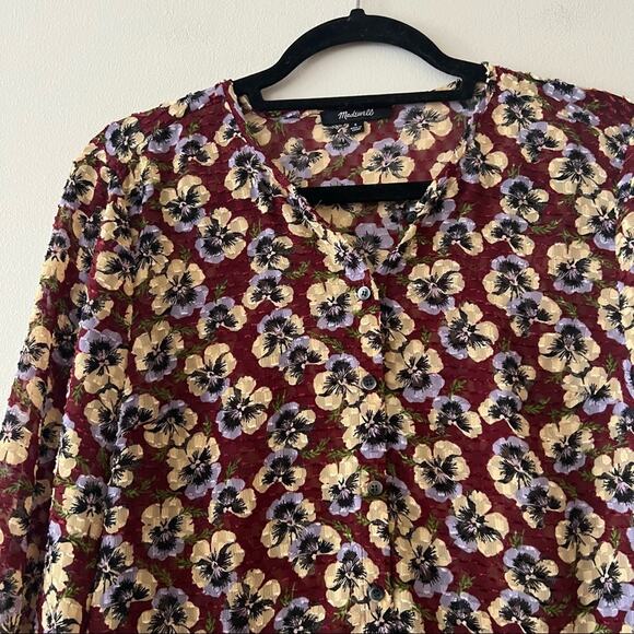 Madewell Drawstring Ruffle-Hem Top in Viola Floral - Picture 9 of 12